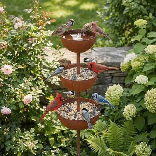 3-Laags Metalen Vogelbad