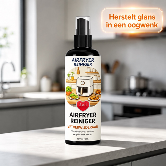 Airfryer Reinigingsspray met Doek, 2-in-1 Olieverwijderaar, Verwijdert Vet, Vuil en Ingebrande Voedselresten voor de Keuken